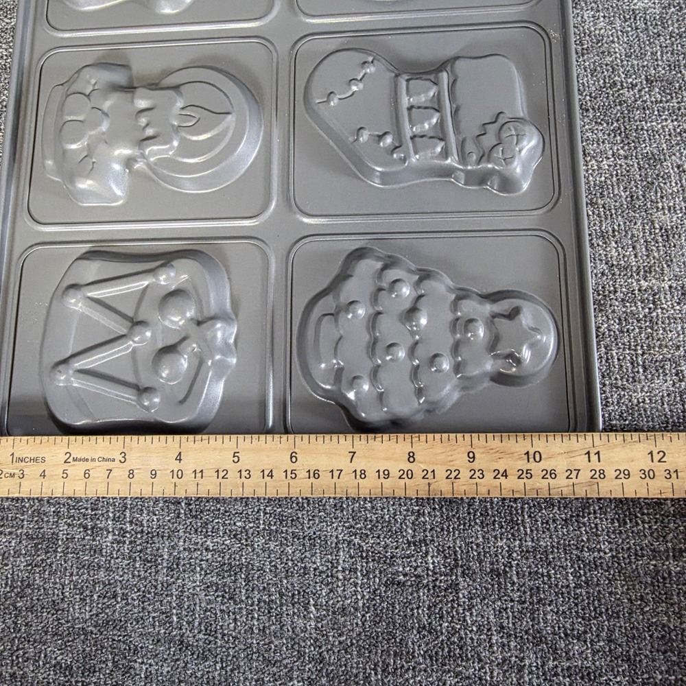 Christmas Holiday Non-Stick Baking Pans Set of 2 Festive 12-Cavity Molds Gray - Picture 4 of 4